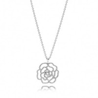 Pandora Necklace Shimme Rose Floral Pendant Jewelry Pandora Necklace Shimme Rose Floral Pendant Jewelry