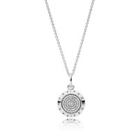 Pandora Necklace Signature Pendant Pave CZ 925 Silver Jewelry Pandora Necklace Signature Pendant Pave CZ 925 Silver Jewelry