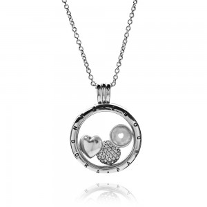 Pandora Necklace Silver April Petite Memories Birthstone Locket Jewelry