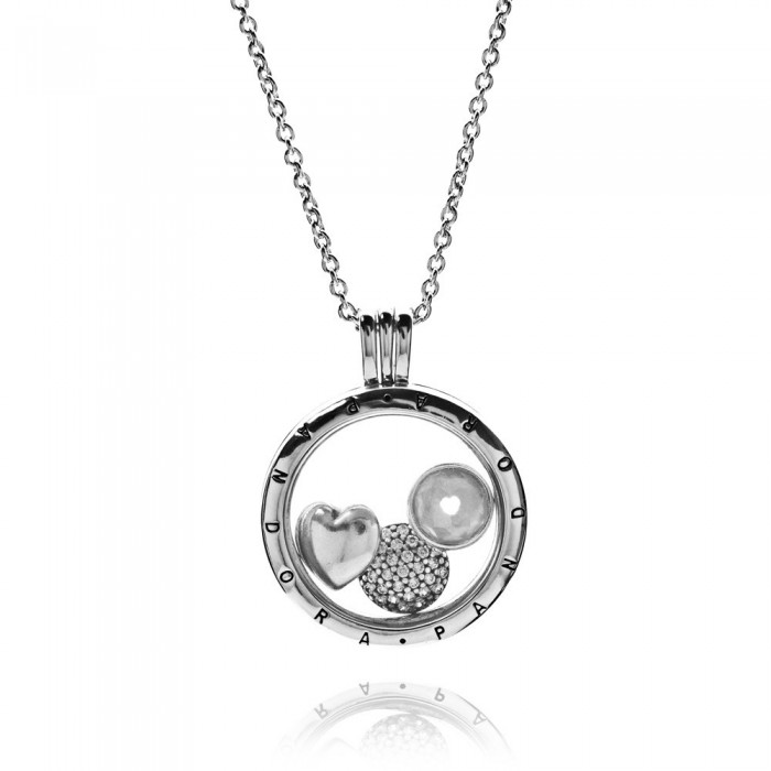 Pandora Necklace Silver April Petite Memories Birthstone Locket Jewelry