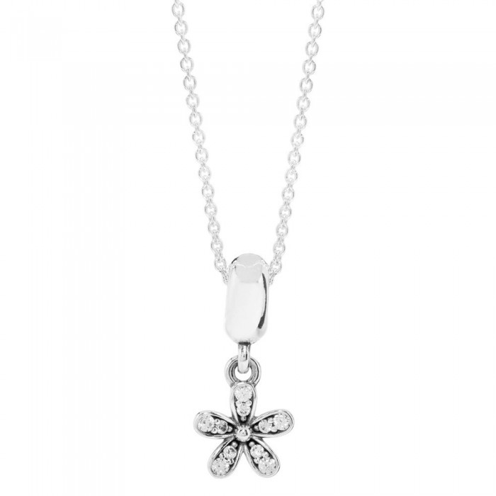 Pandora Necklace Silver Daisy Floral Pendant Jewelry