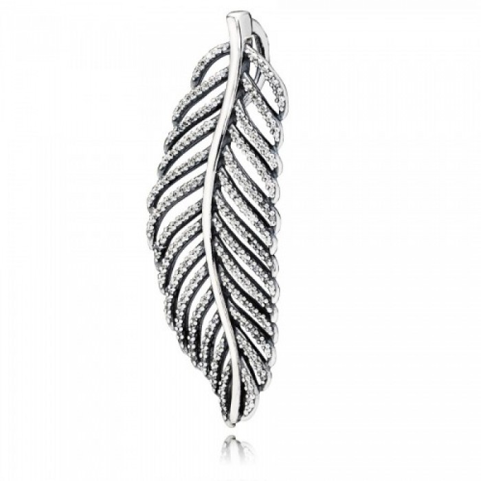 Pandora Necklace Silver Feather Micro Feather Pendant Jewelry
