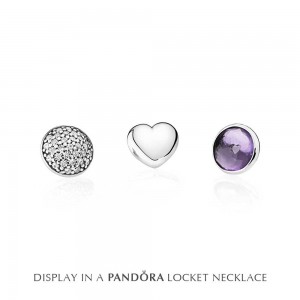 Pandora Necklace Silver February Petite Memories Birthstone Locket Jewelry
