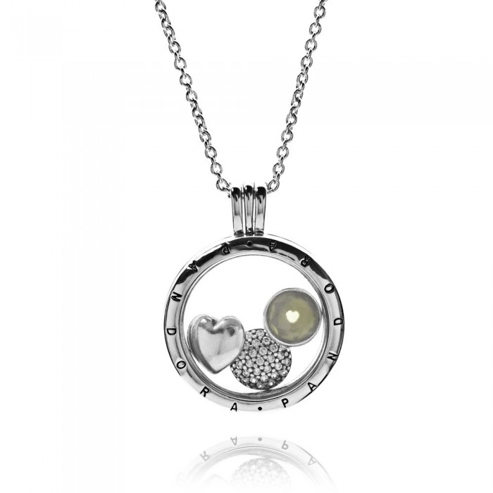 Pandora Necklace Silver June Petite Memories Birthstone Locket Silver Jewelry
