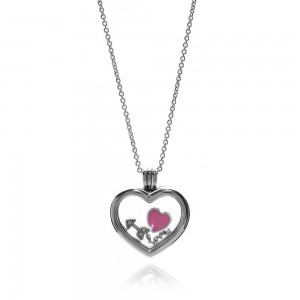 Pandora Necklace Silver Petite Memories Floating Love Heart Locket Jewelry
