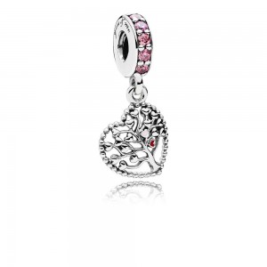 Pandora Necklace Tree Of Love Dangle Mixed Enamel Multi Colored CZ Jewelry