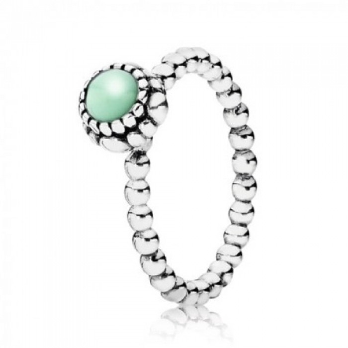 Pandora Ring Beaded Chrysoprase May Birthstone Birthstone Silver Jewelry