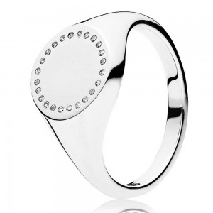 Pandora Ring Circle Signet Silver Jewelry