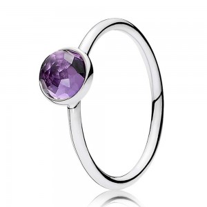 Pandora Ring February Birthstone Droplet Silver Jewelry