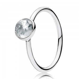 Pandora Ring March Birthstone Droplet Silver Jewelry