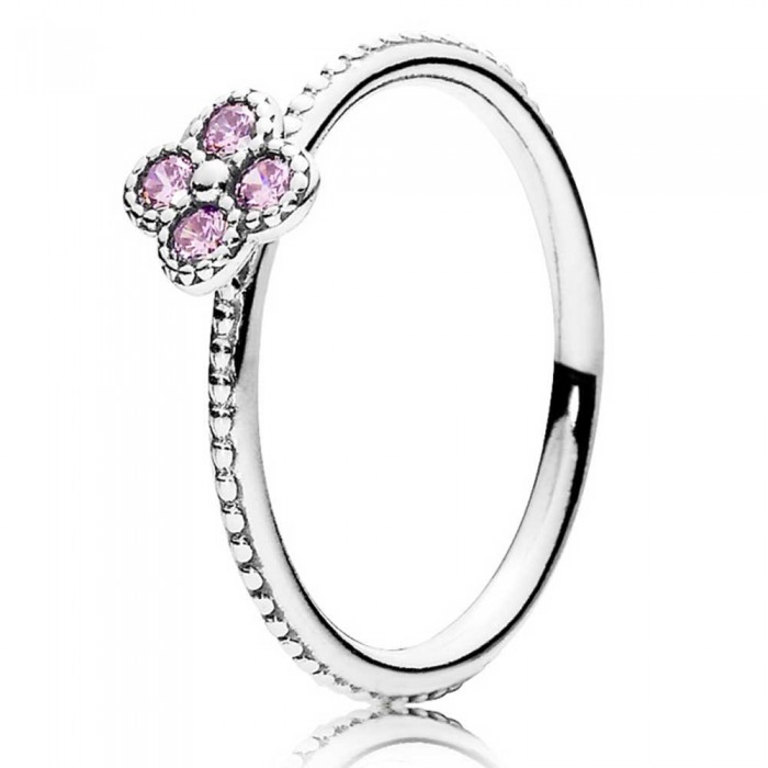 Pandora Ring Oriental Blossom Pink Floral Pave CZ Jewelry