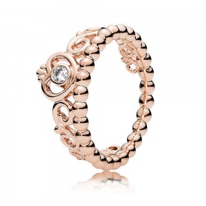 Pandora Ring Princess Tiara Fairytale Pave CZ Rose Jewelry
