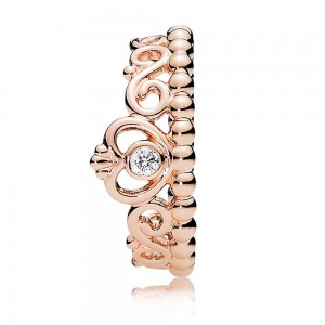 Pandora Ring Princess Tiara Fairytale Pave CZ Rose Jewelry