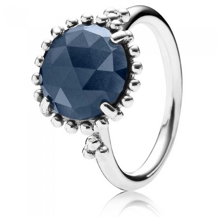 Pandora Ring Round Midnight Blue Crystal Jewelry