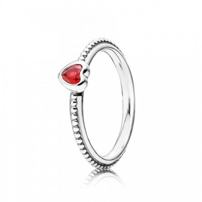 Pandora Ring Synthetic Ruby Heart Love Sterling Silver Jewelry