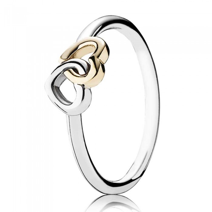 Pandora Ring Terlocked Hearts Love Gold G14 Jewelry